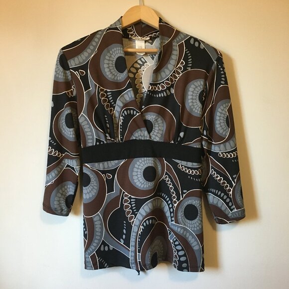 Y2K Carol Rose Retro 70s Groovy Tie Up Wrap Top Made in USA - Picture 1 of 16